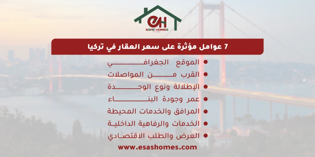 7 عوامل مؤثرة على سعر العقار في تركيا