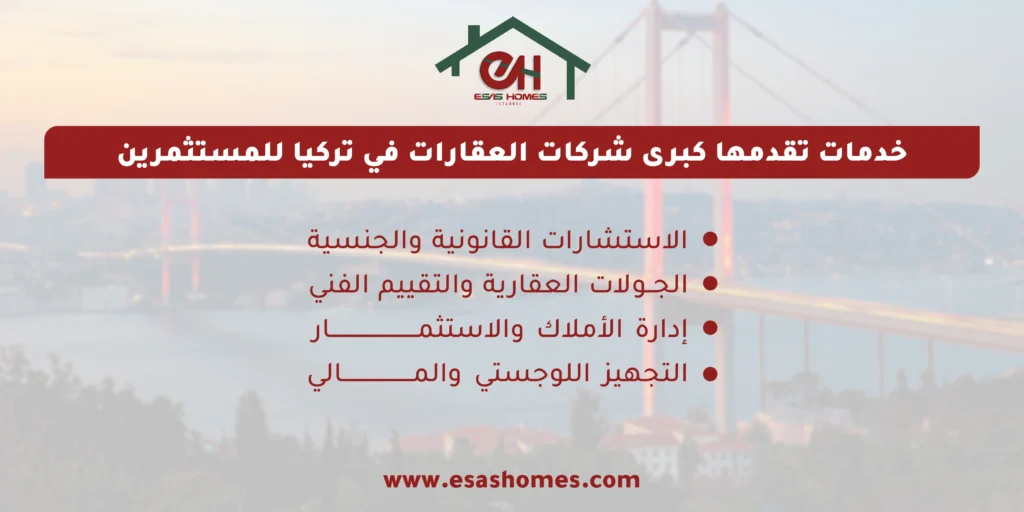خدمات تقدمها كبرى شركات العقارات في تركيا للمستثمرين
