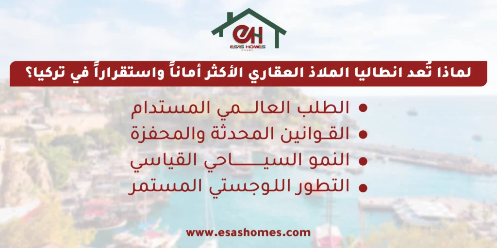 لماذا تُعد انطاليا الملاذ العقاري الأكثر أماناً واستقراراً في تركيا؟