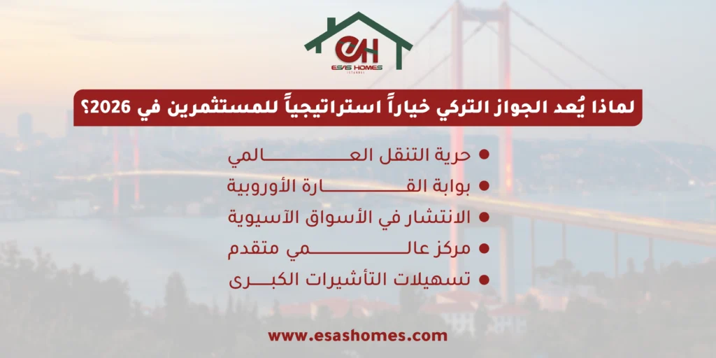 لماذا يُعد الجواز التركي خياراً استراتيجياً للمستثمرين في 2026؟